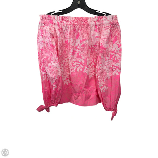 Top Long Sleeve Designer By Lilly Pulitzer In Pink & White, Size: Xxs
