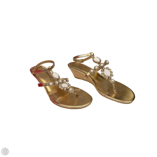 Sandals Designer By Lilly Pulitzer In Gold & White, Size: 8