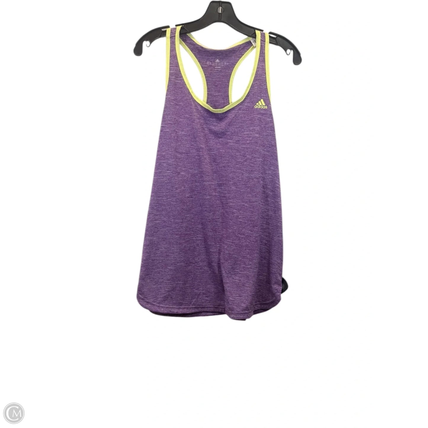 Athletic Tank Top By Adidas In Purple & Yellow, Size: L