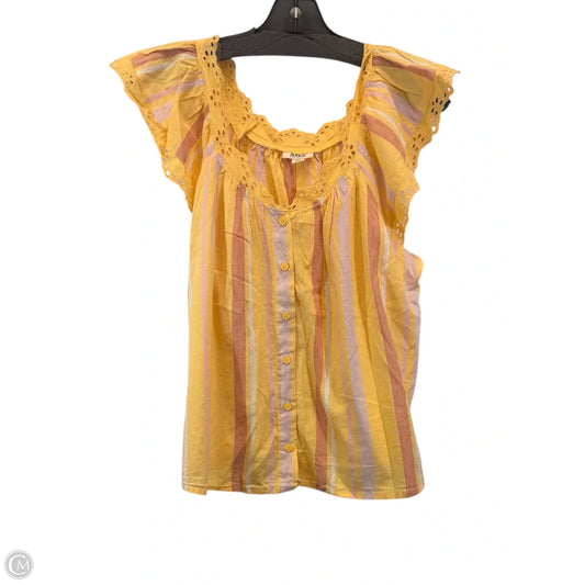 Top Short Sleeve By Ana In Pink & Yellow, Size: L