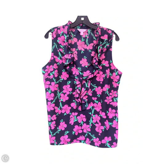 Top Sleeveless Designer By Lilly Pulitzer In Blue & Pink, Size: L