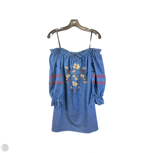 Dress Casual Midi By Blu Pepper In Blue Denim, Size: L