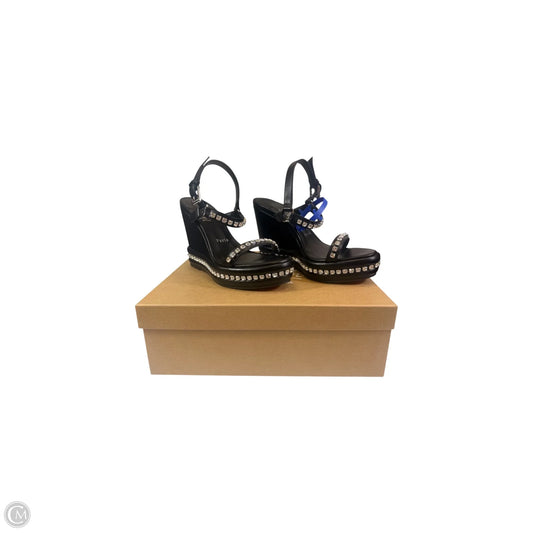 Shoes Luxury Designer By Christian Louboutin In Black & Silver, Size: 6