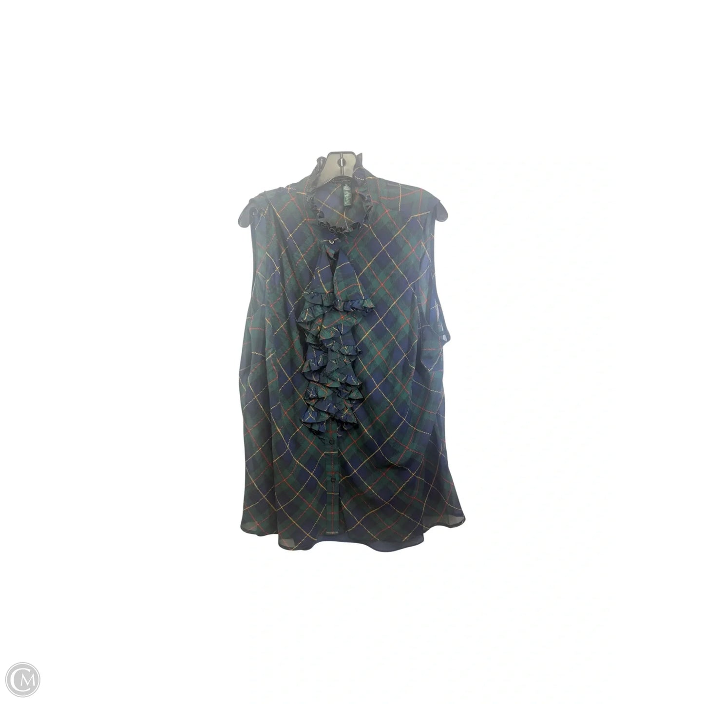Top Long Sleeve By Lauren By Ralph Lauren In Plaid Pattern, Size: 3x