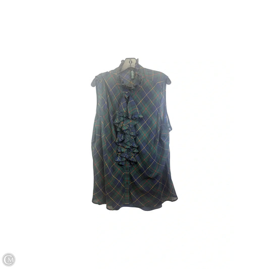 Top Long Sleeve By Lauren By Ralph Lauren In Plaid Pattern, Size: 3x