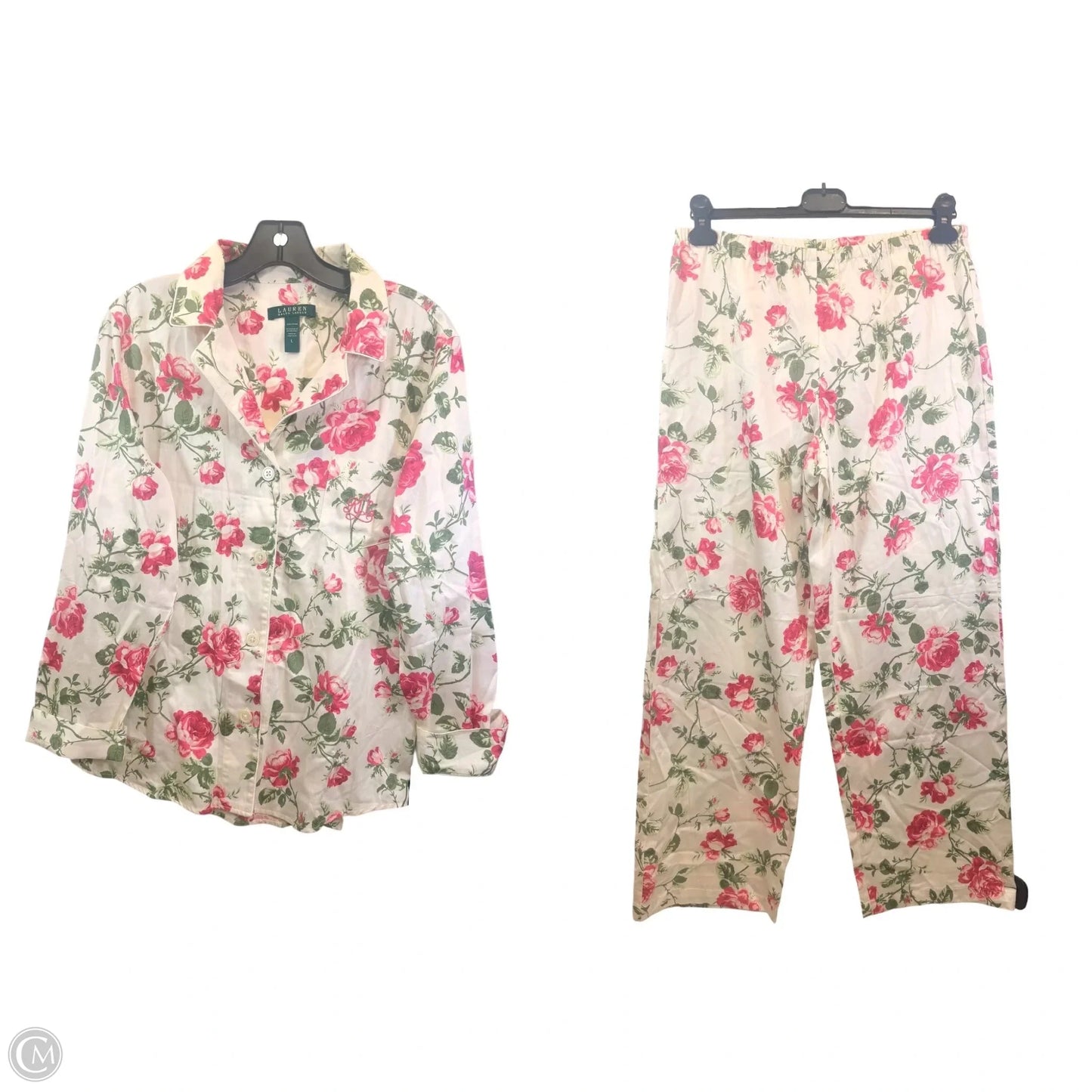 Pajamas 2pc By Lauren By Ralph Lauren In Floral Print, Size: L