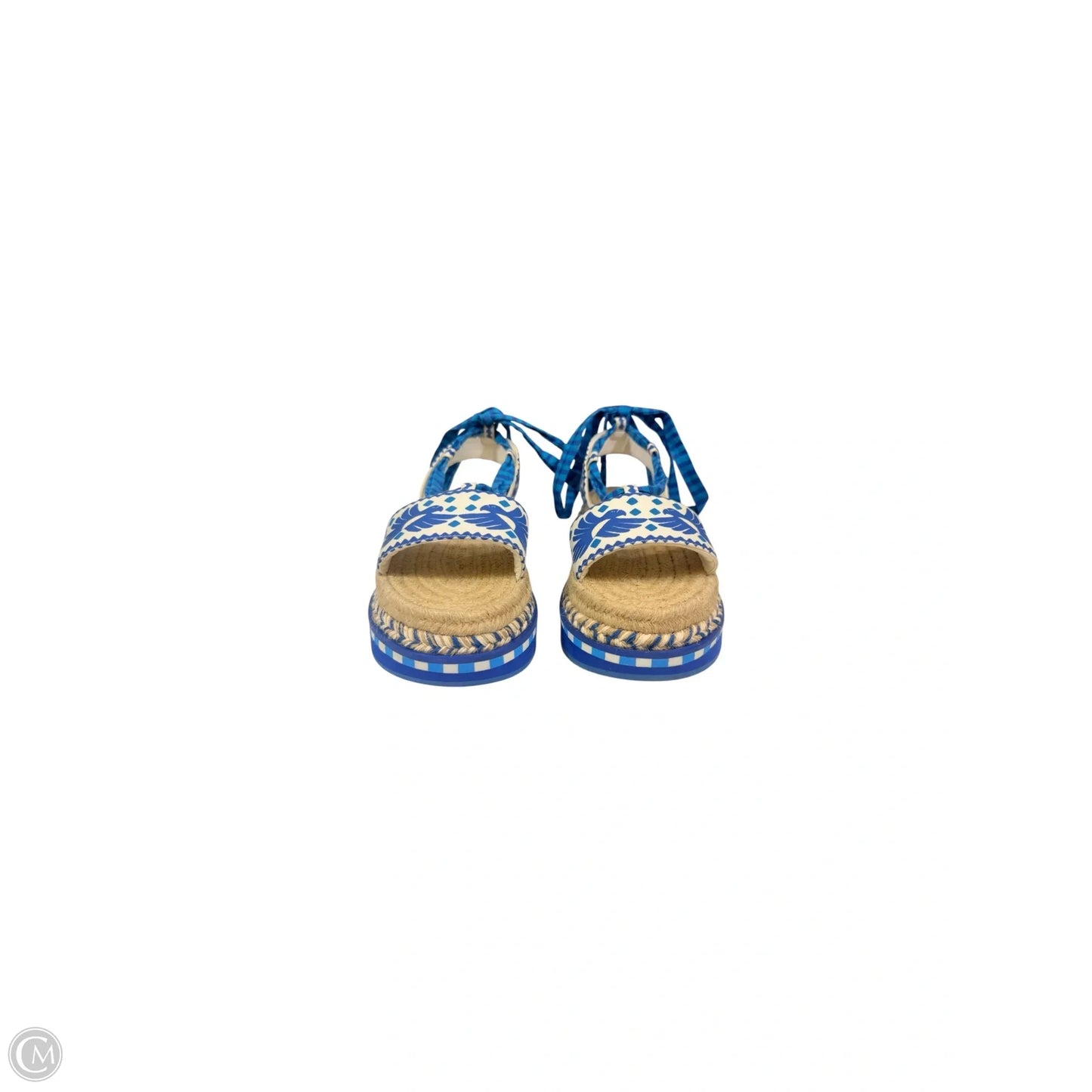 Sandals Heels Platform By Farm Rio In Blue & White, Size: 10