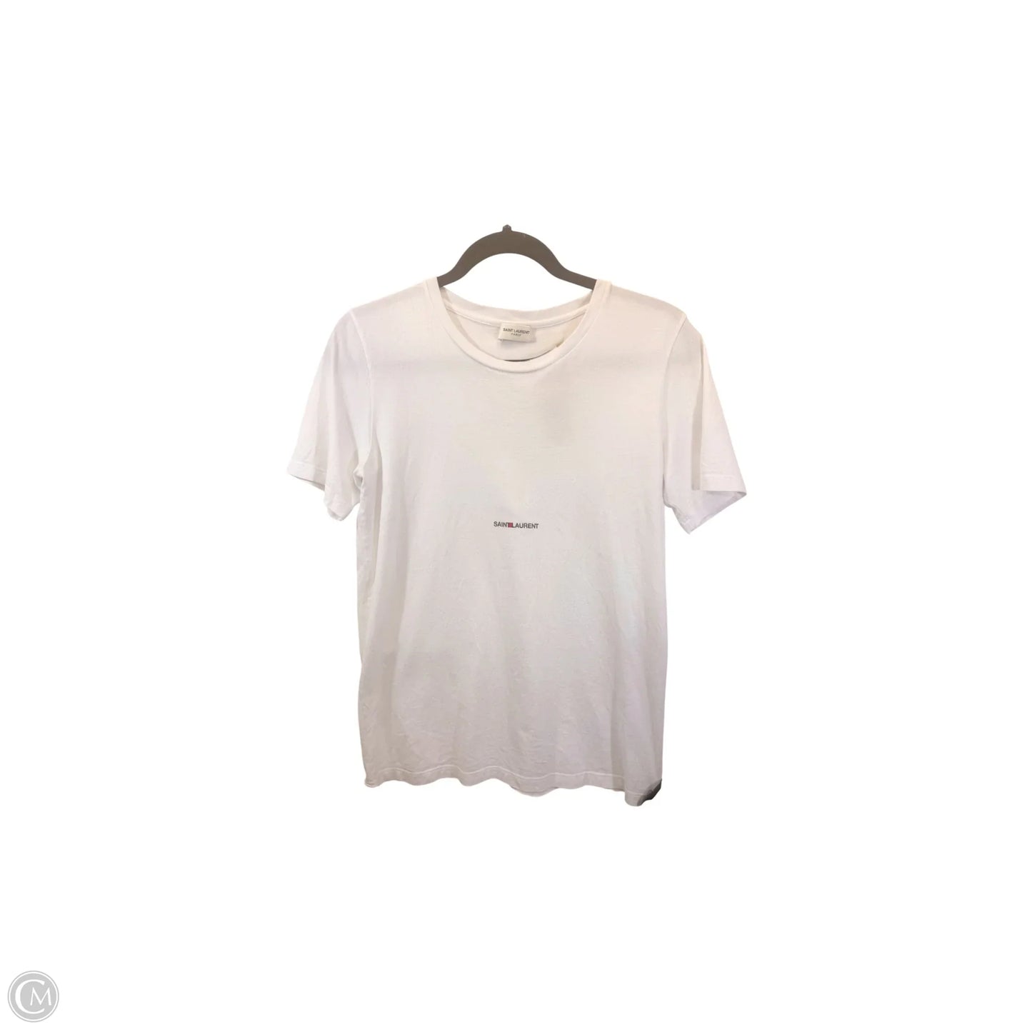 Top Short Sleeve Luxury Designer By Yves Saint Laurent In White, Size: Xs