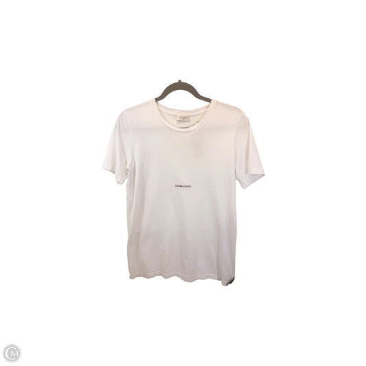 Top Short Sleeve Luxury Designer By Yves Saint Laurent In White, Size: Xs
