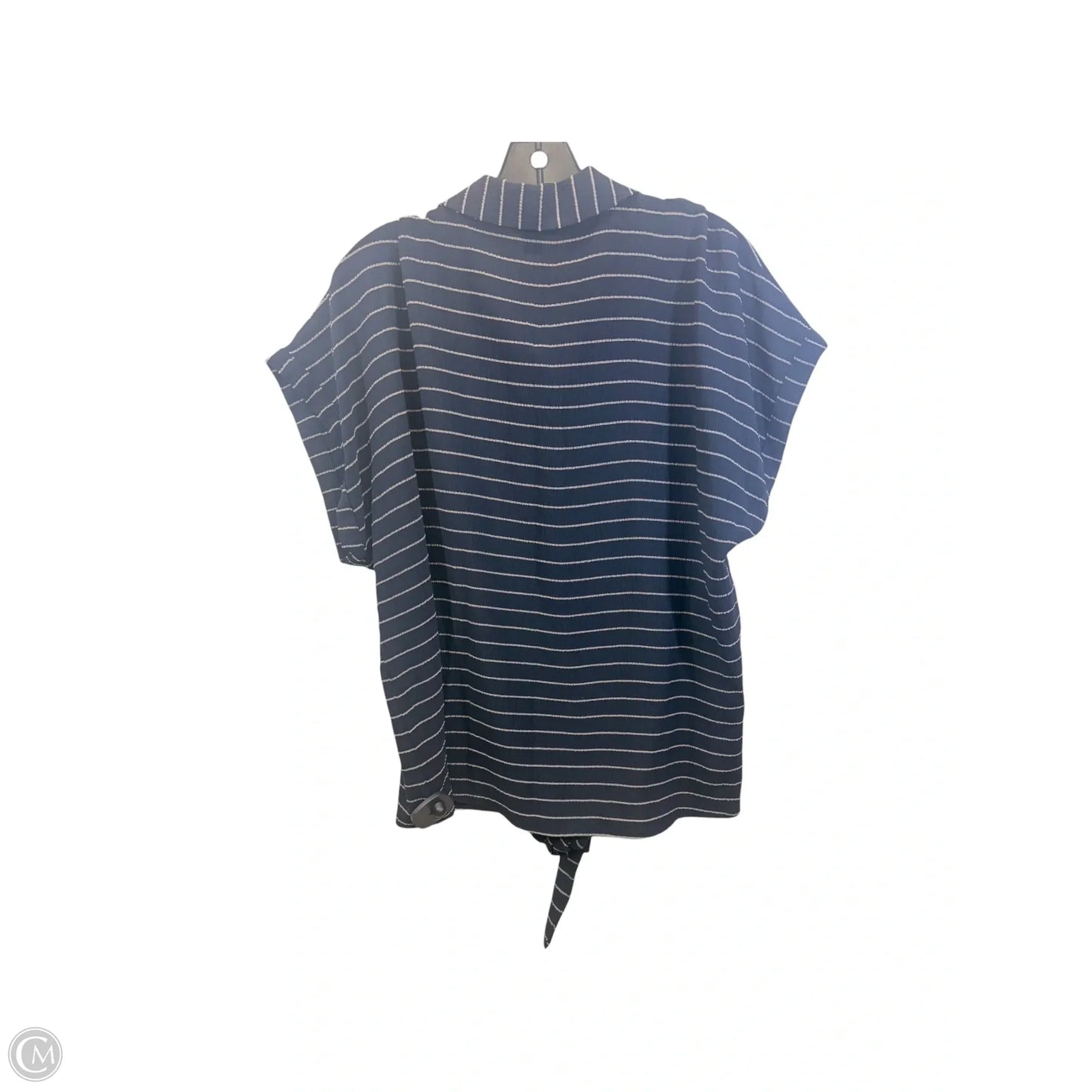 Top Short Sleeve By Halogen In Blue & Cream, Size: L
