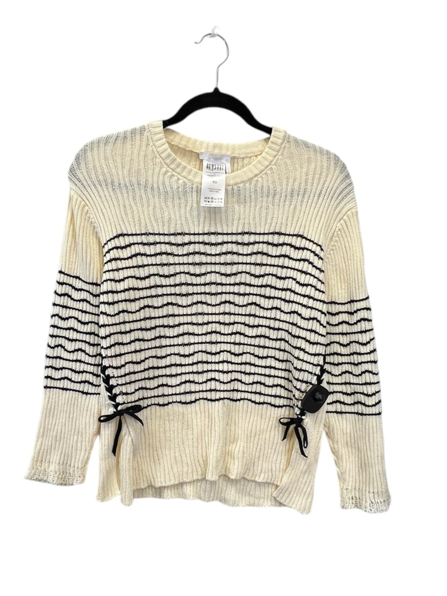 Sweater Designer By Chloe In Black & Cream, Size: Xs