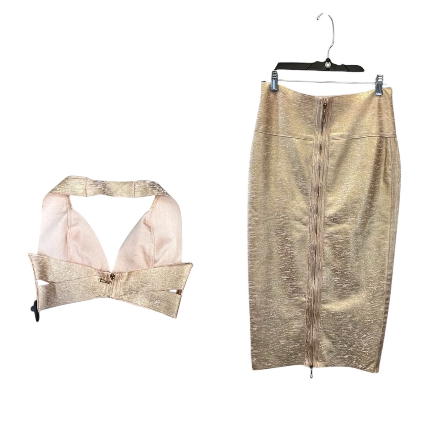 Skirt Set 2pc By Clothes Mentor In Gold, Size: L