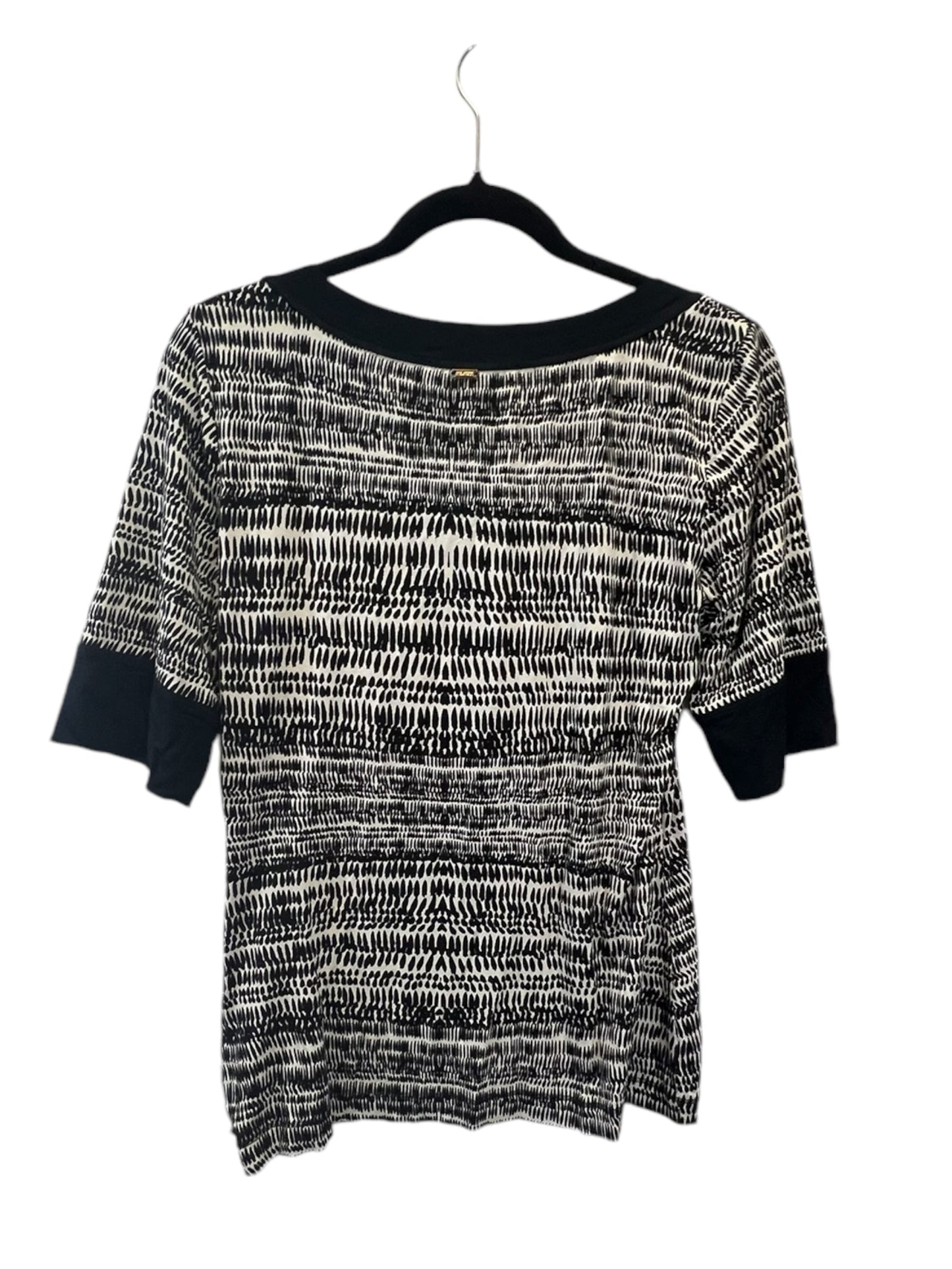 Top Short Sleeve Designer By St John Collection In Black & Cream, Size: M