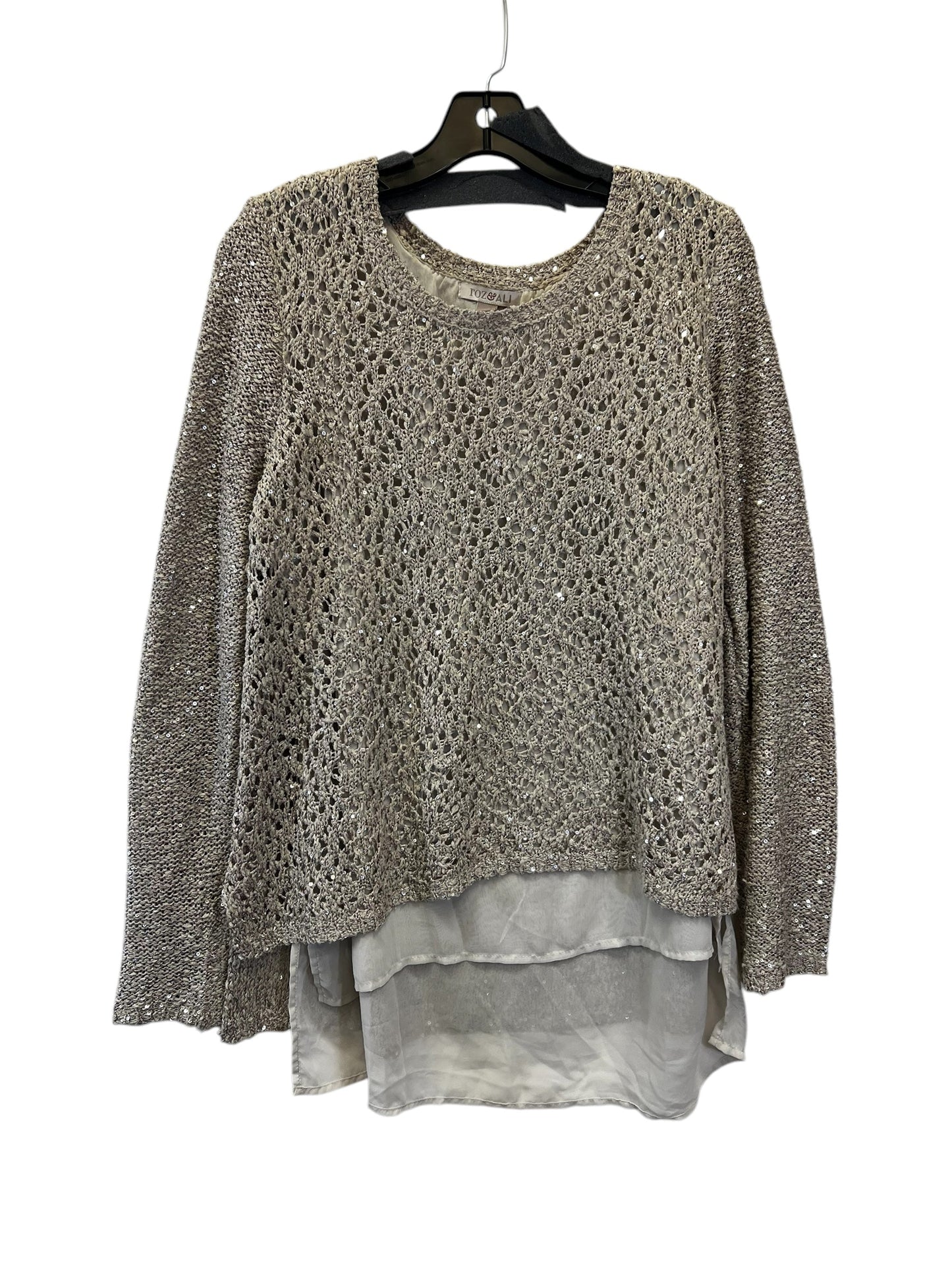 Top Long Sleeve By Roz And Ali In Tan, Size: Xl