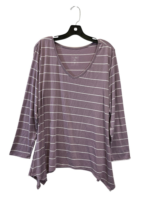 Top Long Sleeve Basic By Just Be In Purple & White, Size: 2x