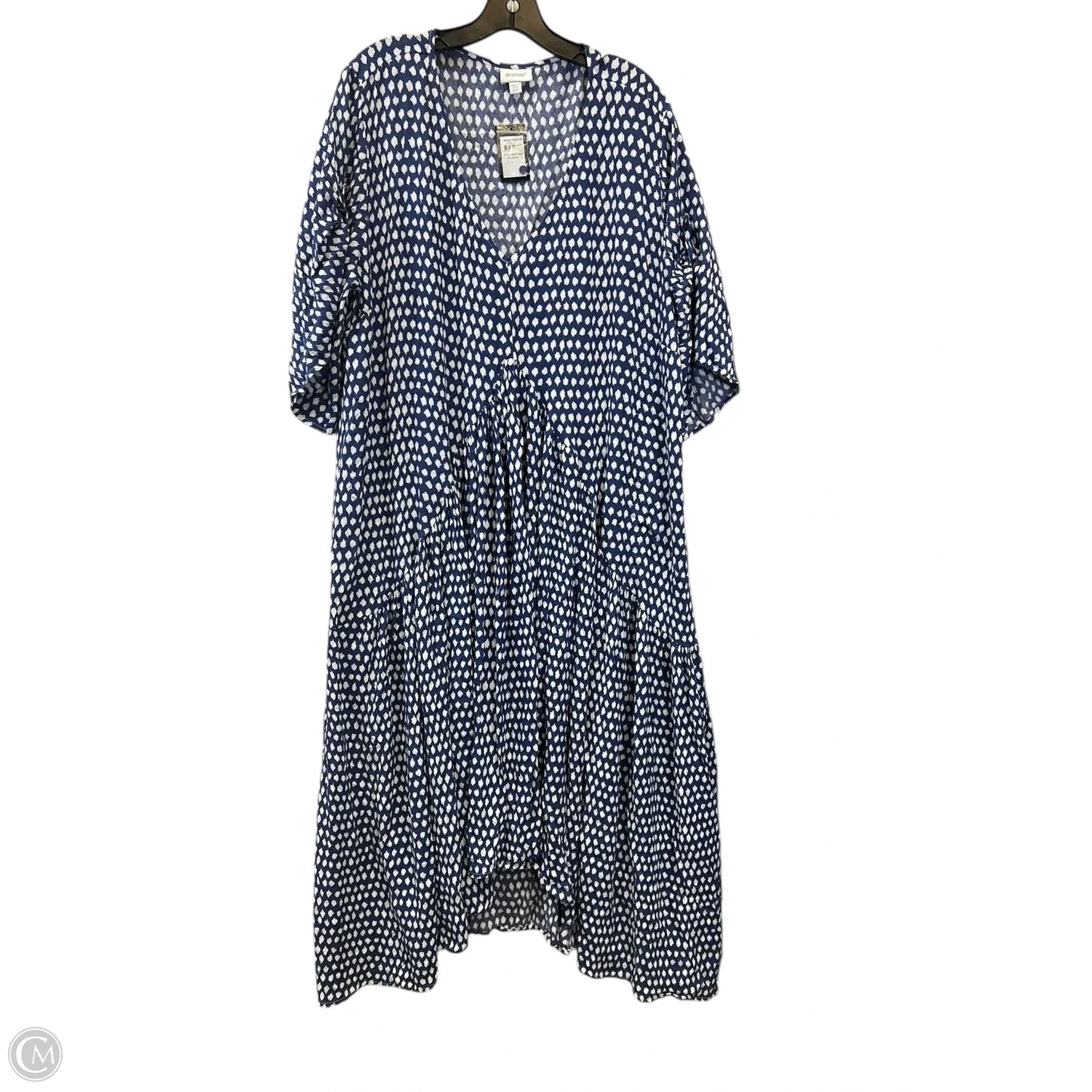 Dress Casual Maxi By Avenue In Blue & White, Size: 3x