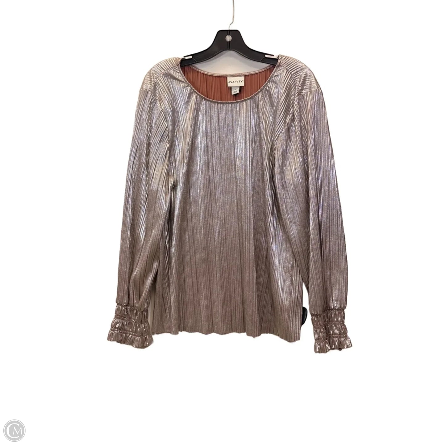 Top Long Sleeve By Ava & Viv In Pink & Silver, Size: 1x