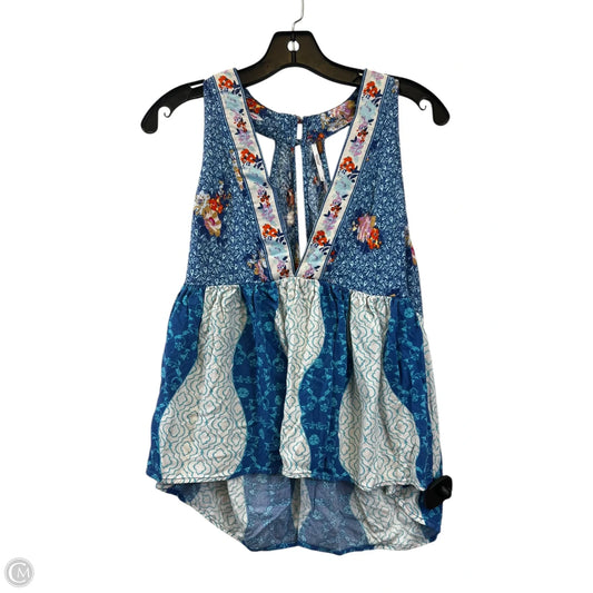 Top Sleeveless By Free People In Blue & White, Size: L
