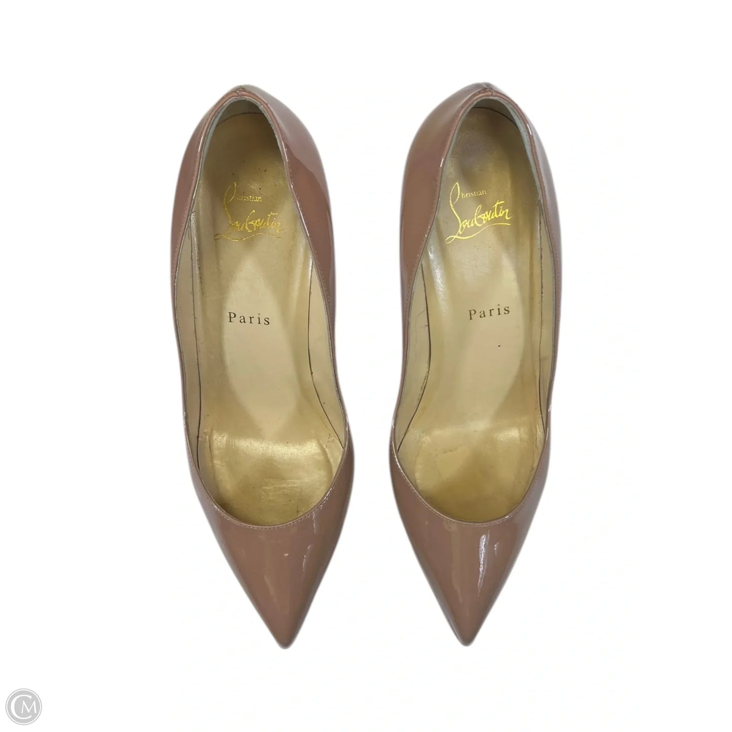 Shoes Luxury Designer By Christian Louboutin In Tan, Size: 8.5