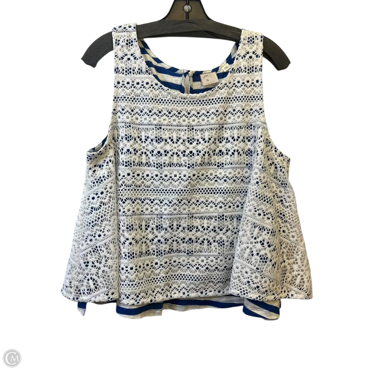 Top Sleeveless By Anthropologie In Blue & White, Size: L