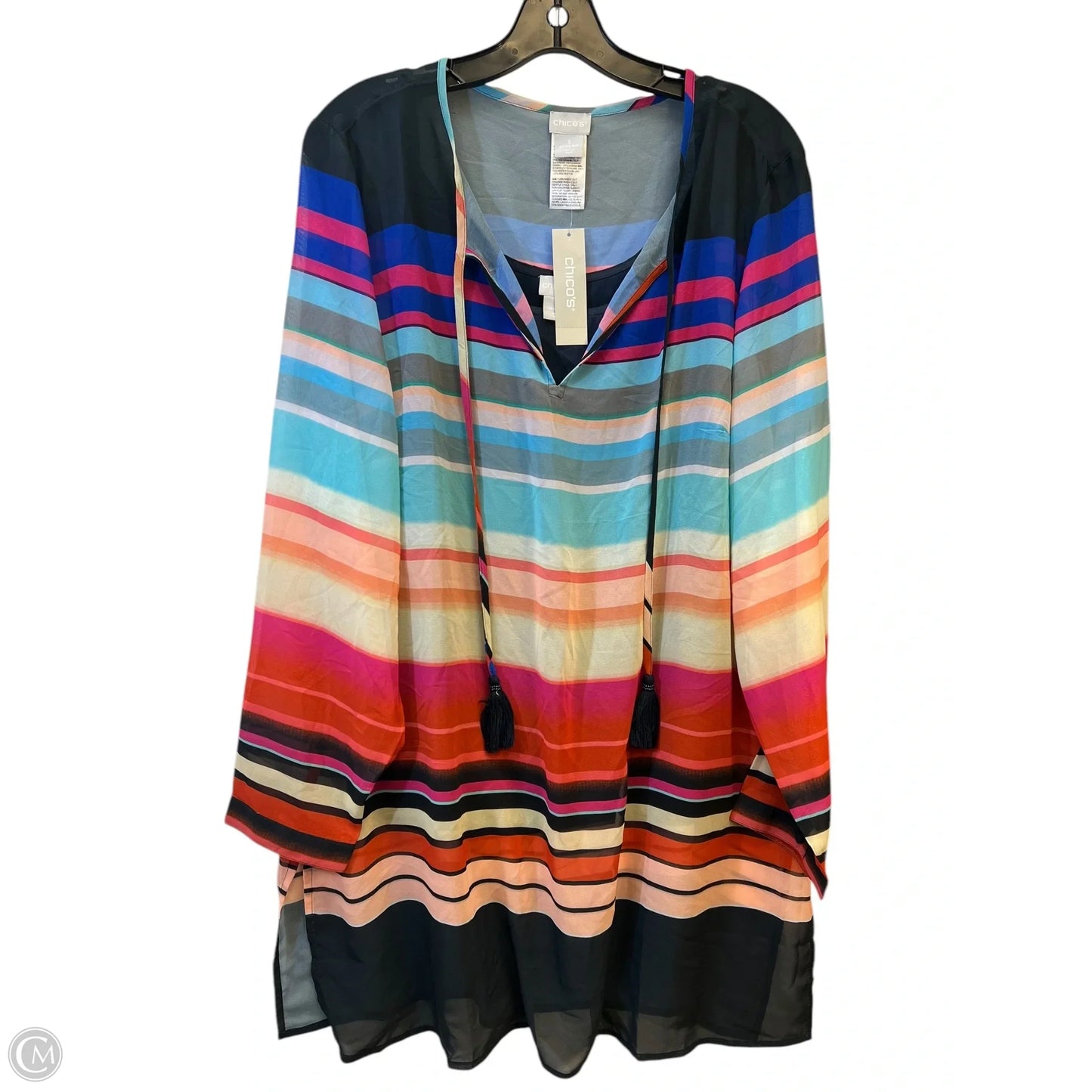 Top 2pc Long Sleeve By Chicos In Multi-colored, Size: Xl