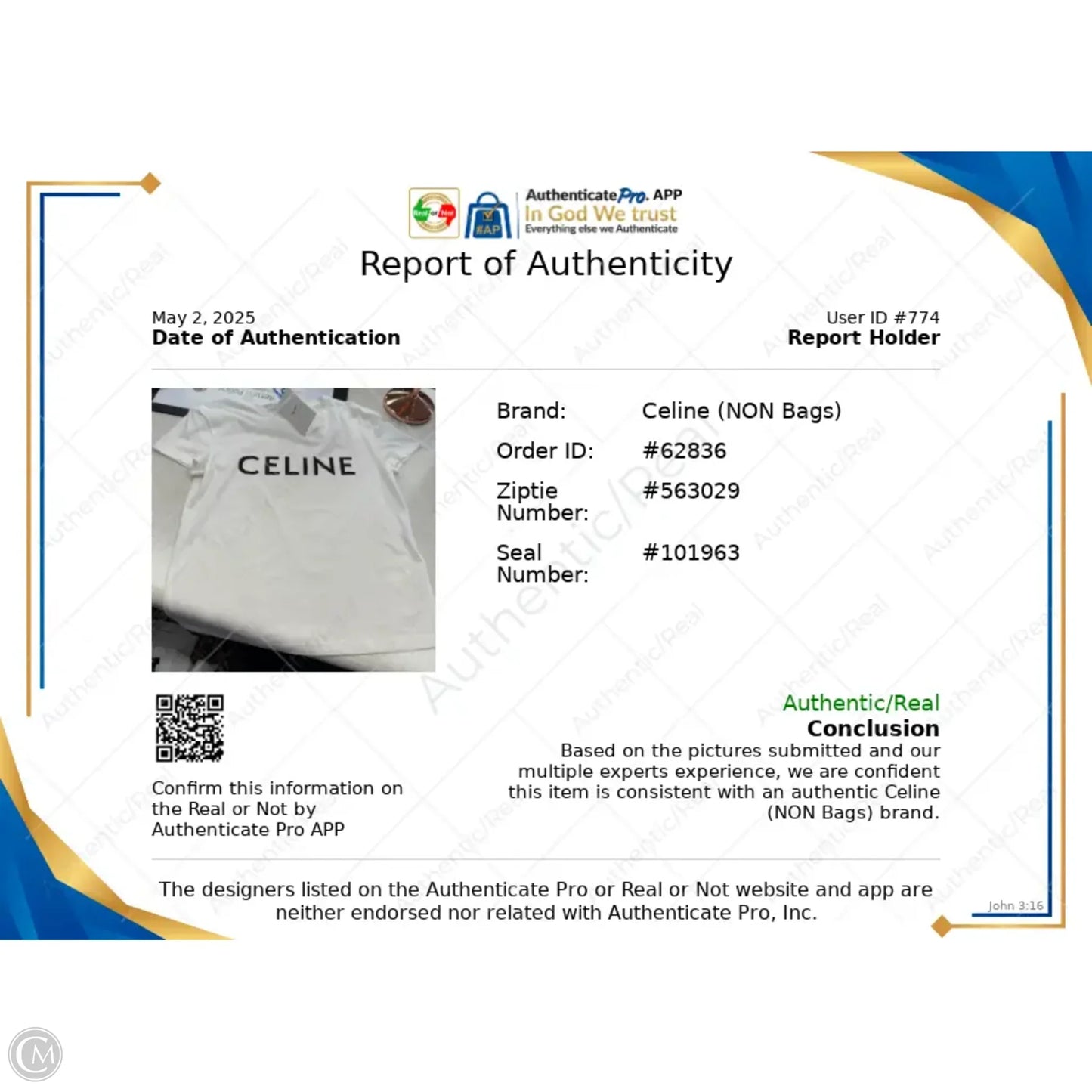 Top Short Sleeve Luxury Designer By Celine In White, Size: M