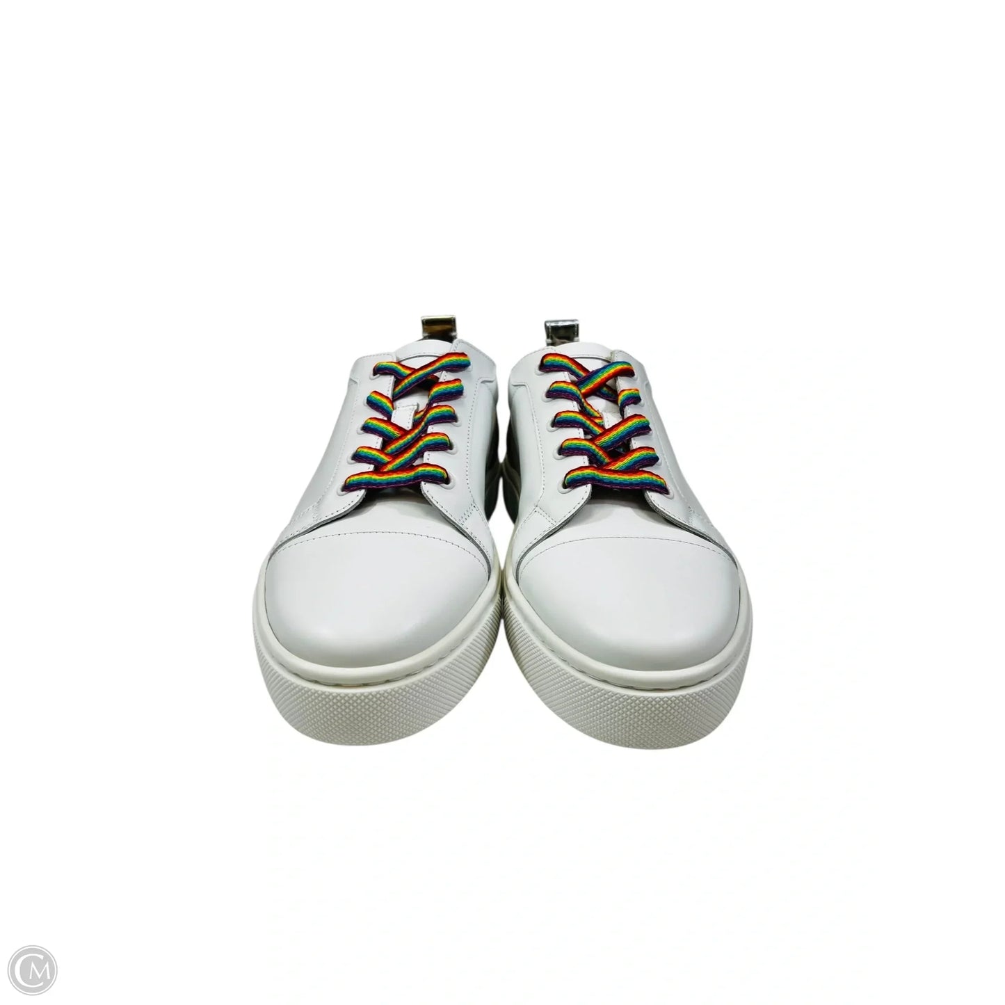 Shoes Luxury Designer By Christian Louboutin In Rainbow Print, Size: 7.5