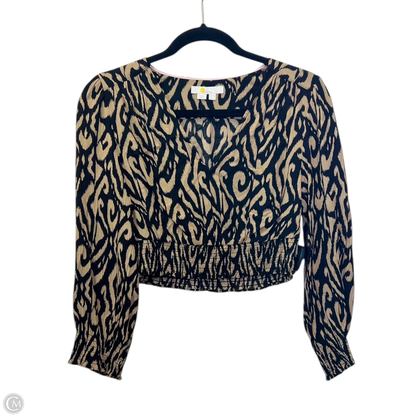 Top Long Sleeve Designer By Boden In Black & Brown, Size: S