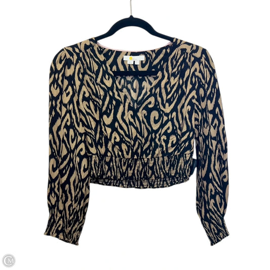 Top Long Sleeve Designer By Boden In Black & Brown, Size: S