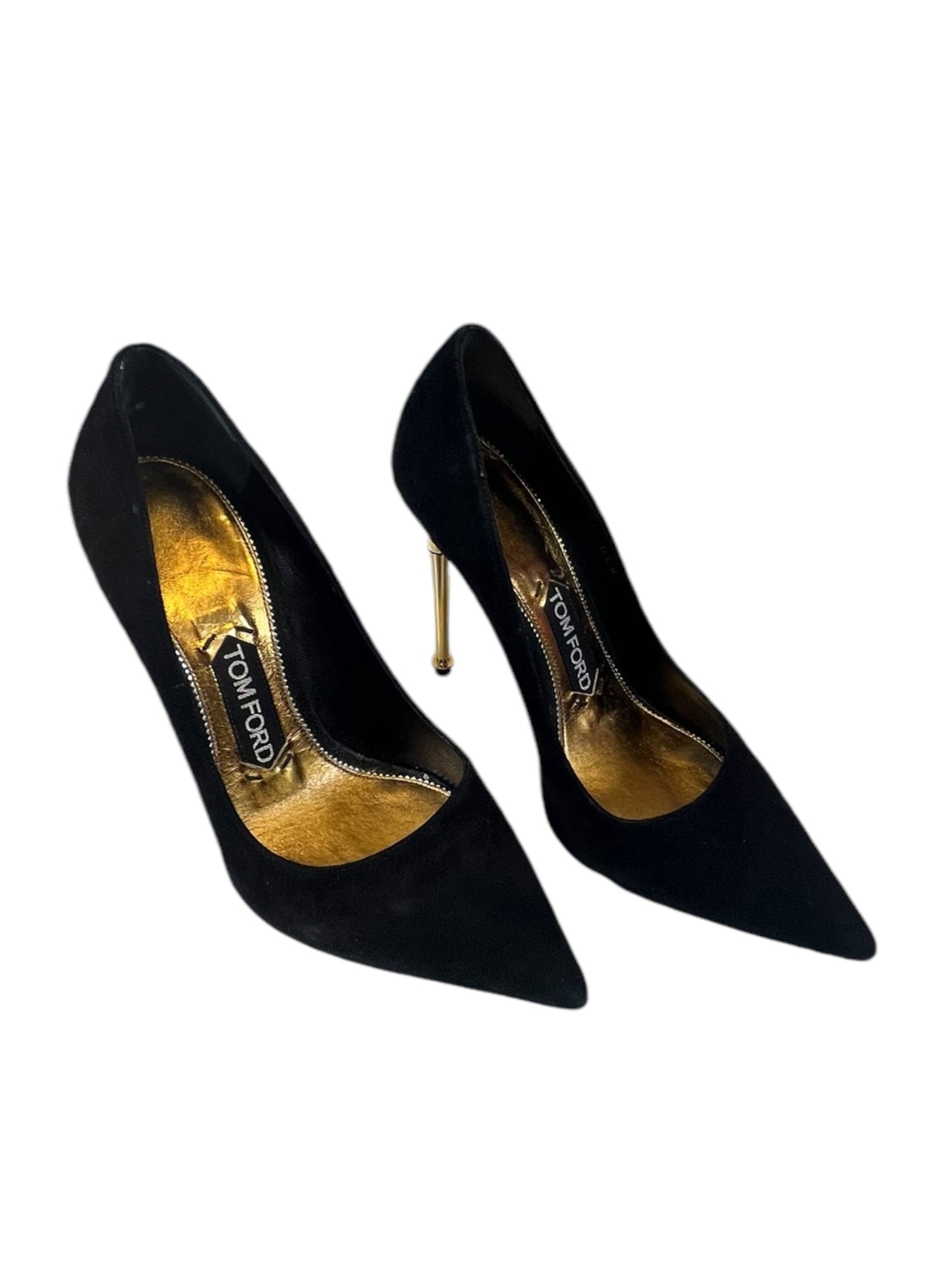 Shoes Luxury Designer By Tom Ford In Black Gold, Size: 6.5