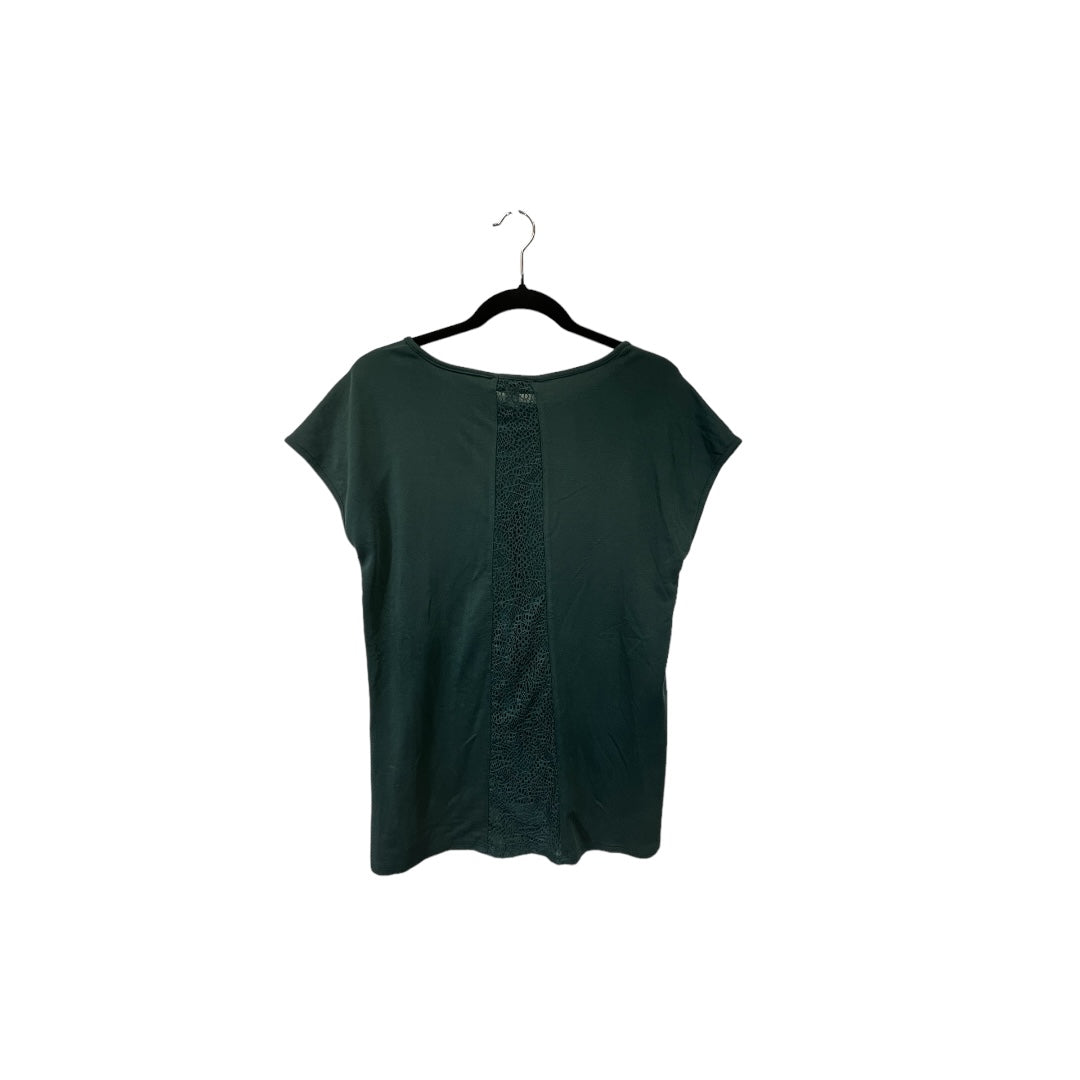 Green Top Short Sleeve Designer Halston, Size M