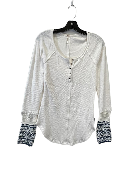 Blue & White Top Long Sleeve Free People, Size M
