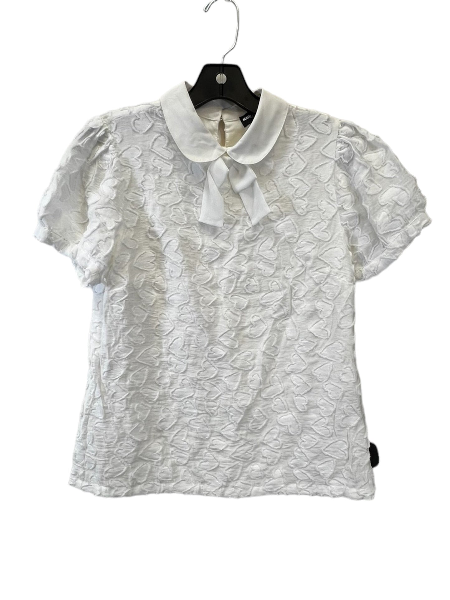 White Top Short Sleeve Designer Karl Lagerfeld, Size Xs