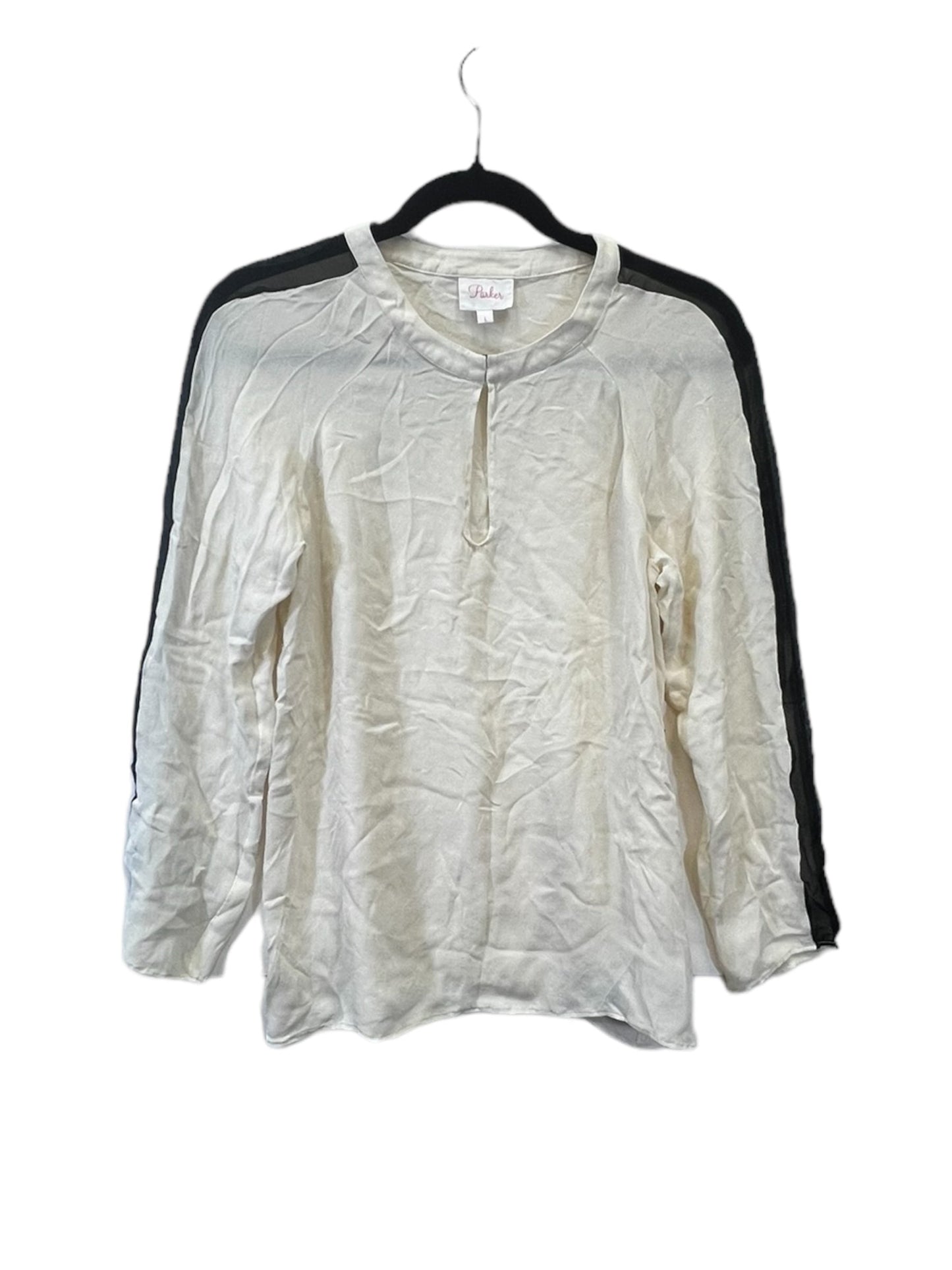 Black & Cream Top Long Sleeve Designer Parker, Size L