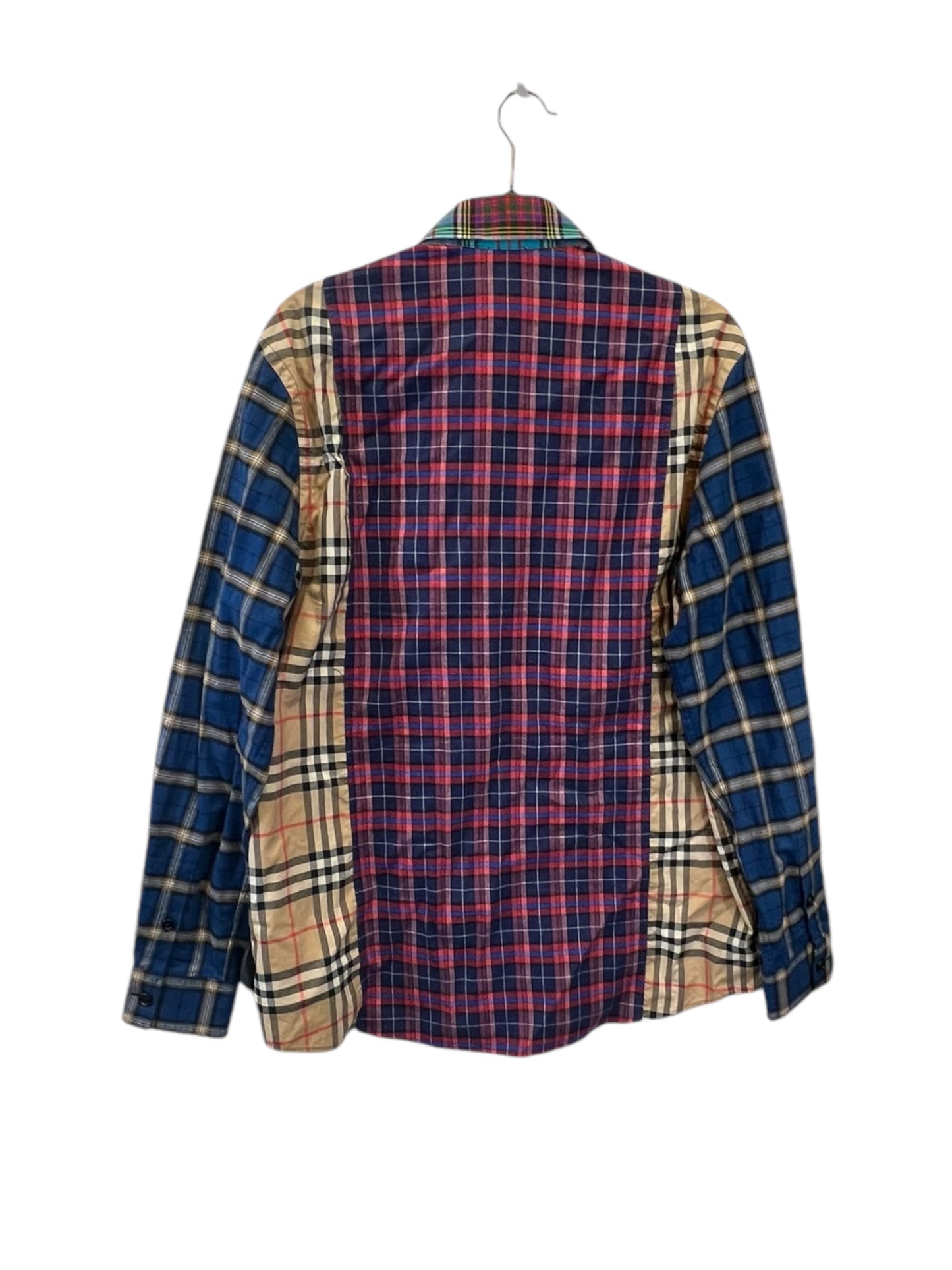 Top Long Sleeve Luxury Designer By Burberry In Plaid Pattern, Size: M