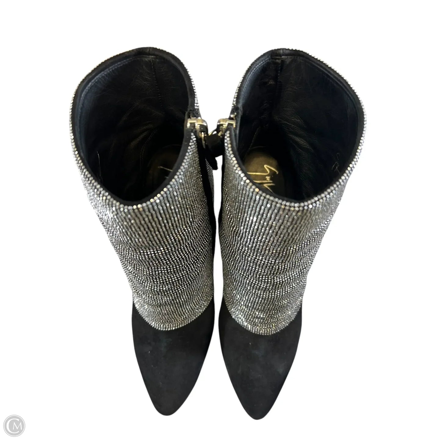 Boots Designer By Giuseppe Zanotti In Black & Silver, Size: 8.5