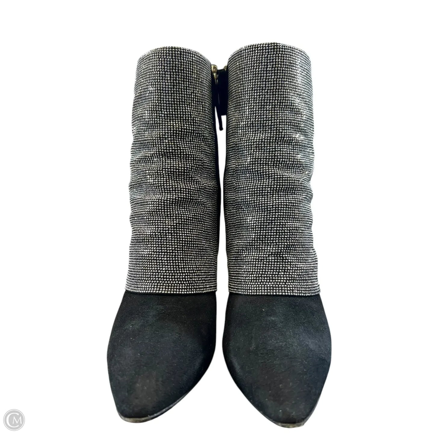 Boots Designer By Giuseppe Zanotti In Black & Silver, Size: 8.5