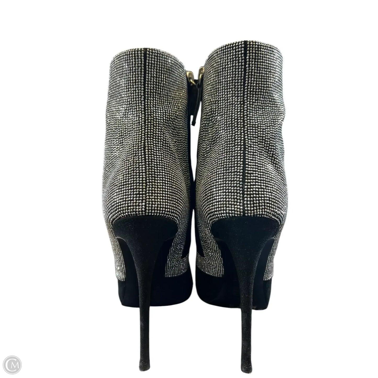 Boots Designer By Giuseppe Zanotti In Black & Silver, Size: 8.5