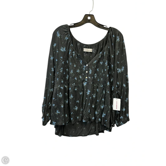 Top Long Sleeve By Lucky Brand In Blue & Grey, Size: Xxl