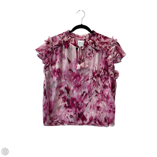 Top Short Sleeve Designer By Misha In Pink & Purple, Size: M