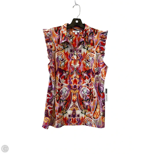 Top Sleeveless By Chicos In Orange & Pink, Size: L