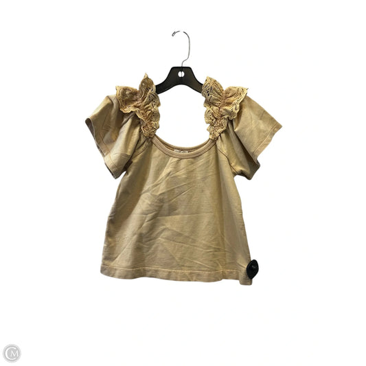 Top Short Sleeve Designer By Pilcro In Tan, Size: Xxs