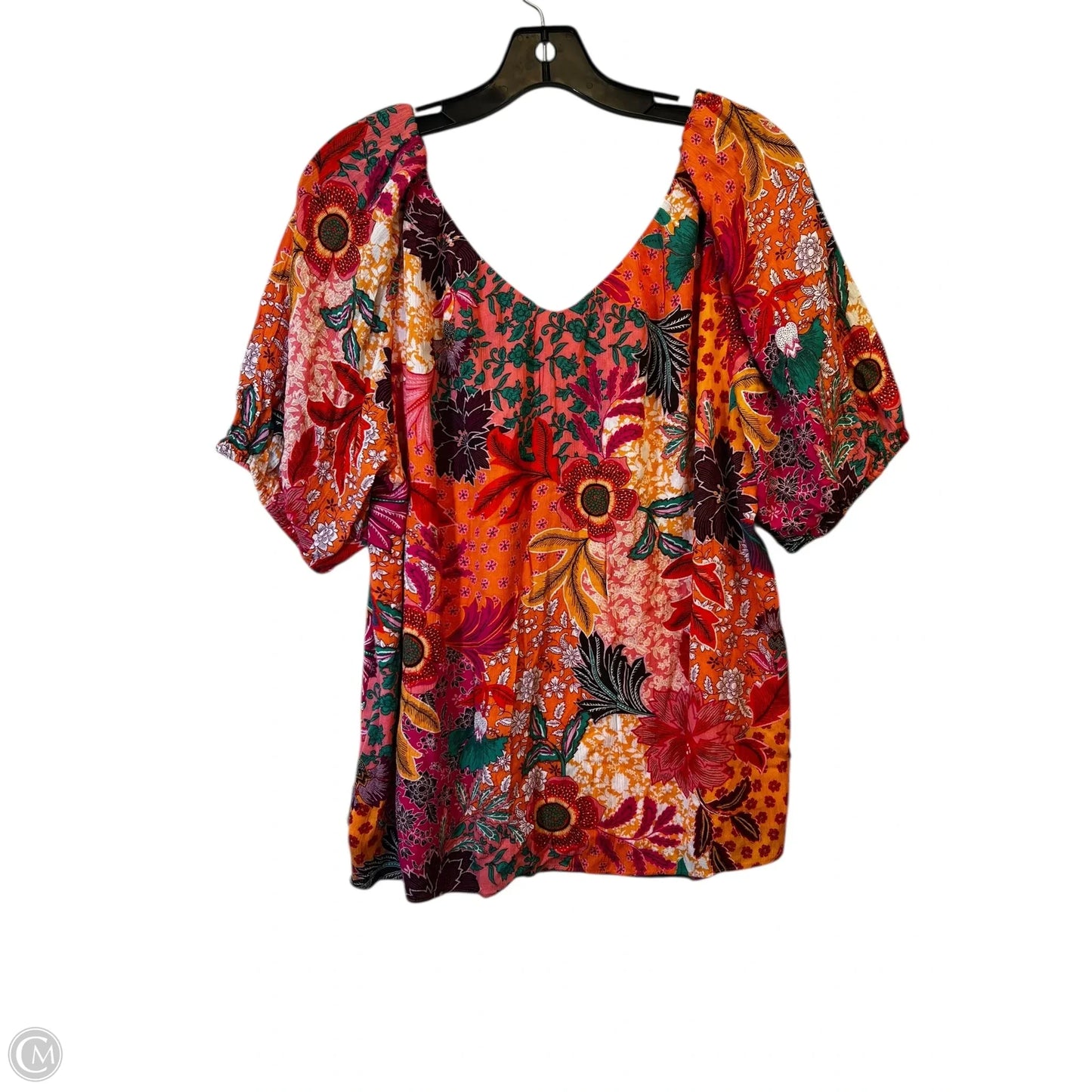 Top Short Sleeve By Loft In Floral Print, Size: L