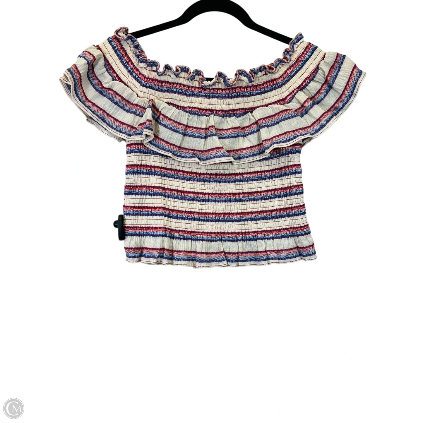 Top Short Sleeve Designer By Parker In Blue & Red & White, Size: S