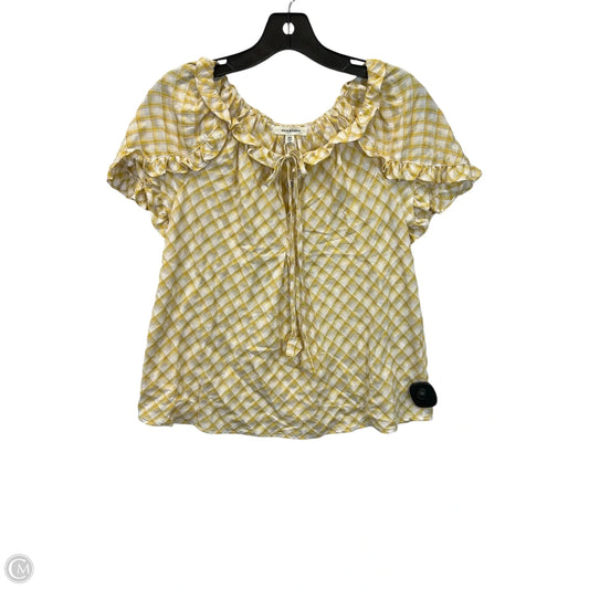 Top Short Sleeve By Max Studio In White & Yellow, Size: Xs
