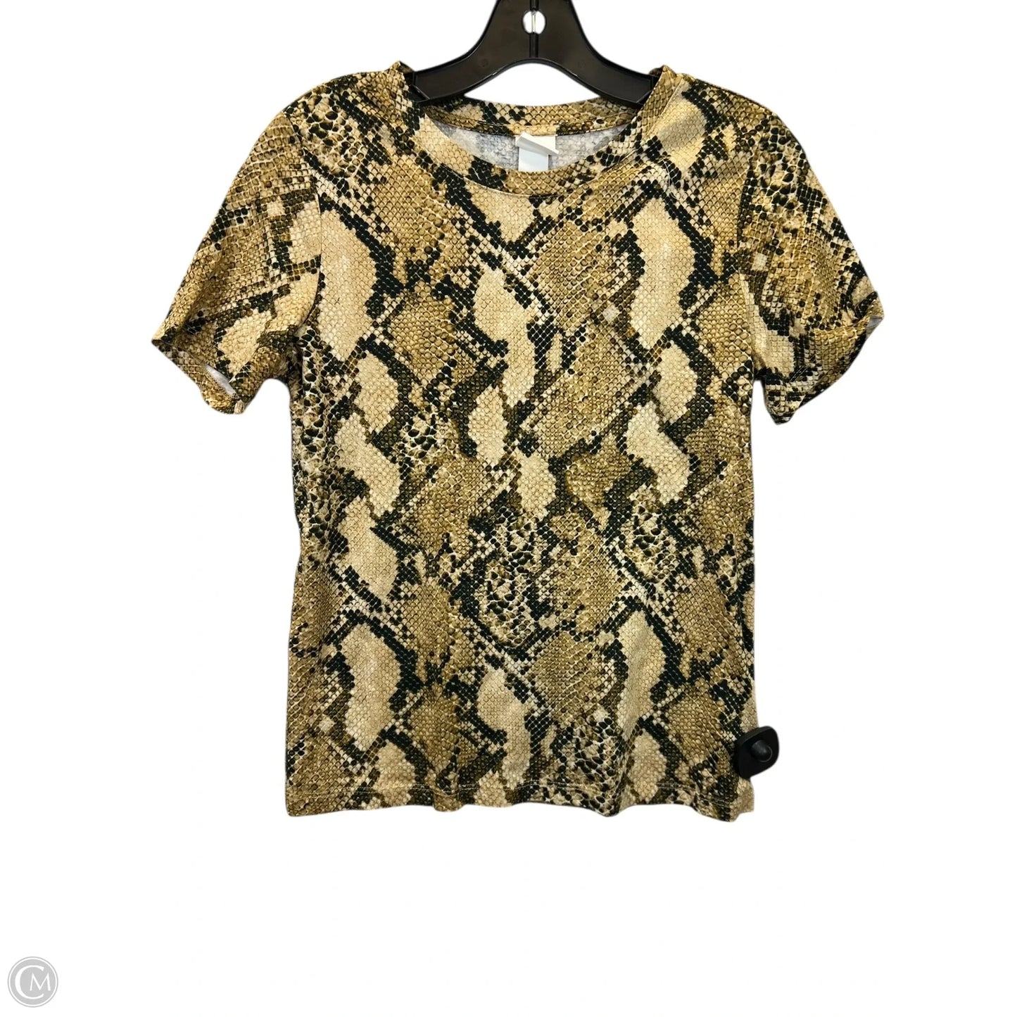 Top Short Sleeve Basic By H&m In Snakeskin Print, Size: Xs