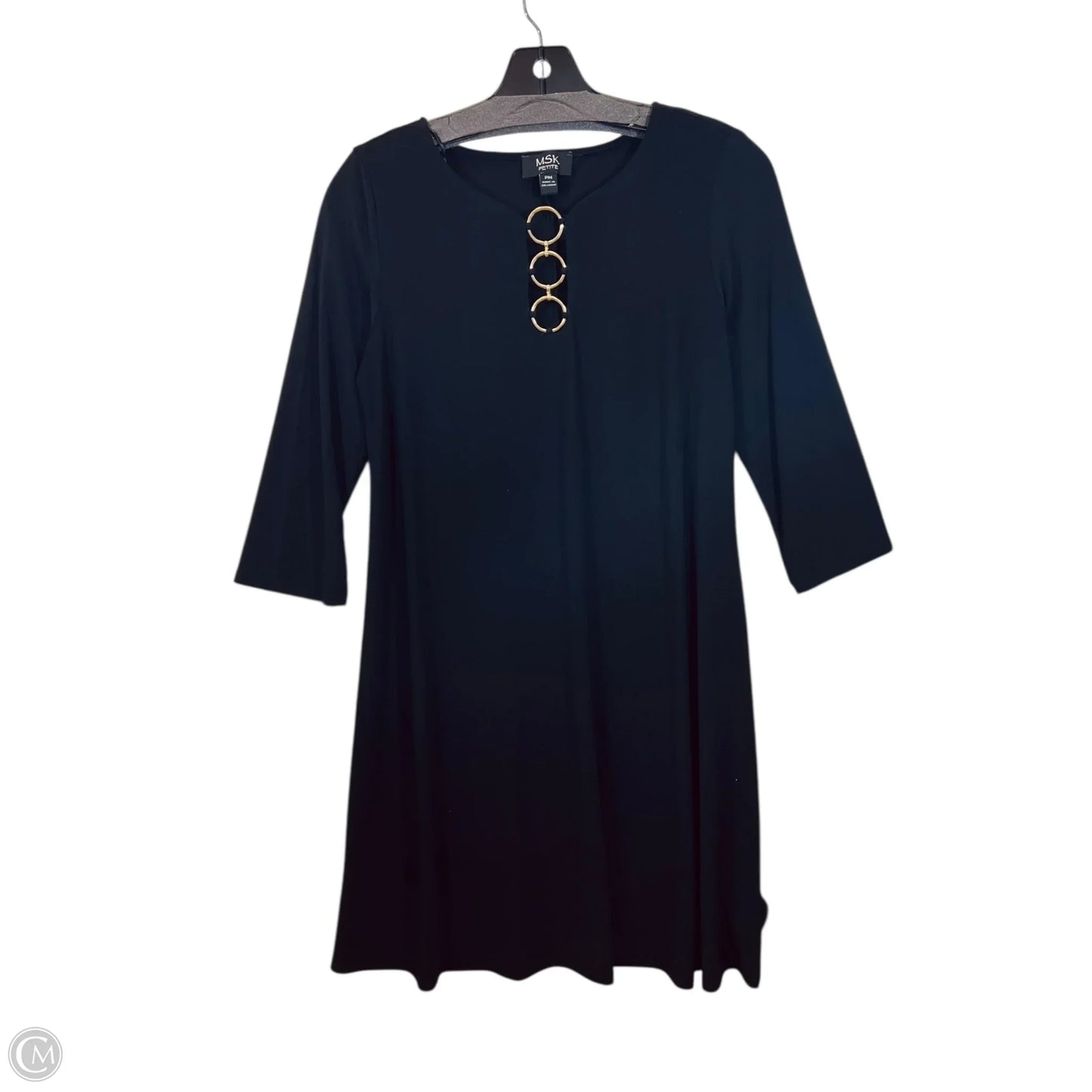 Dress Casual Midi By Msk In Black & Gold, Size: Mp