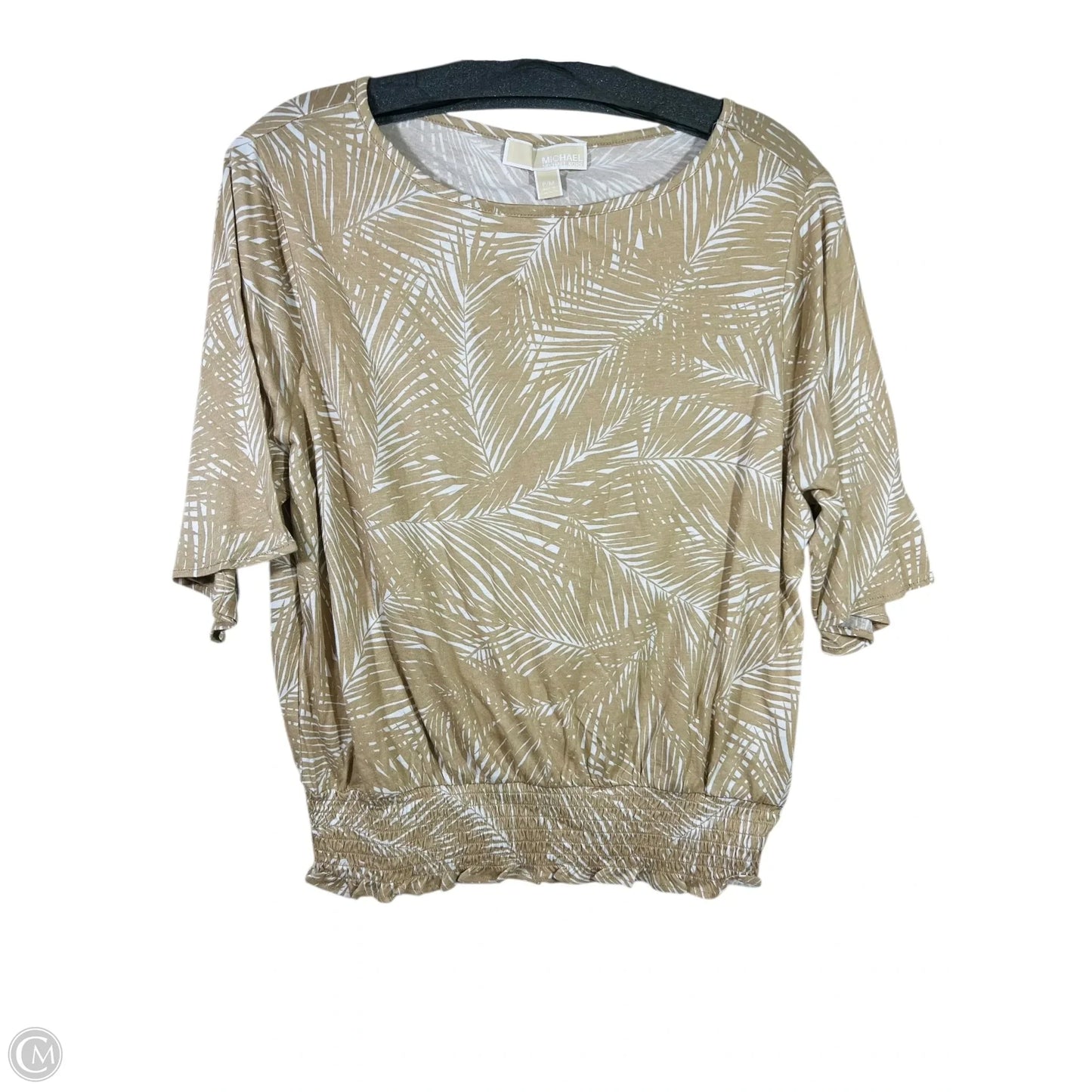 Top Short Sleeve By Michael By Michael Kors In Cream & Tan, Size: Mp