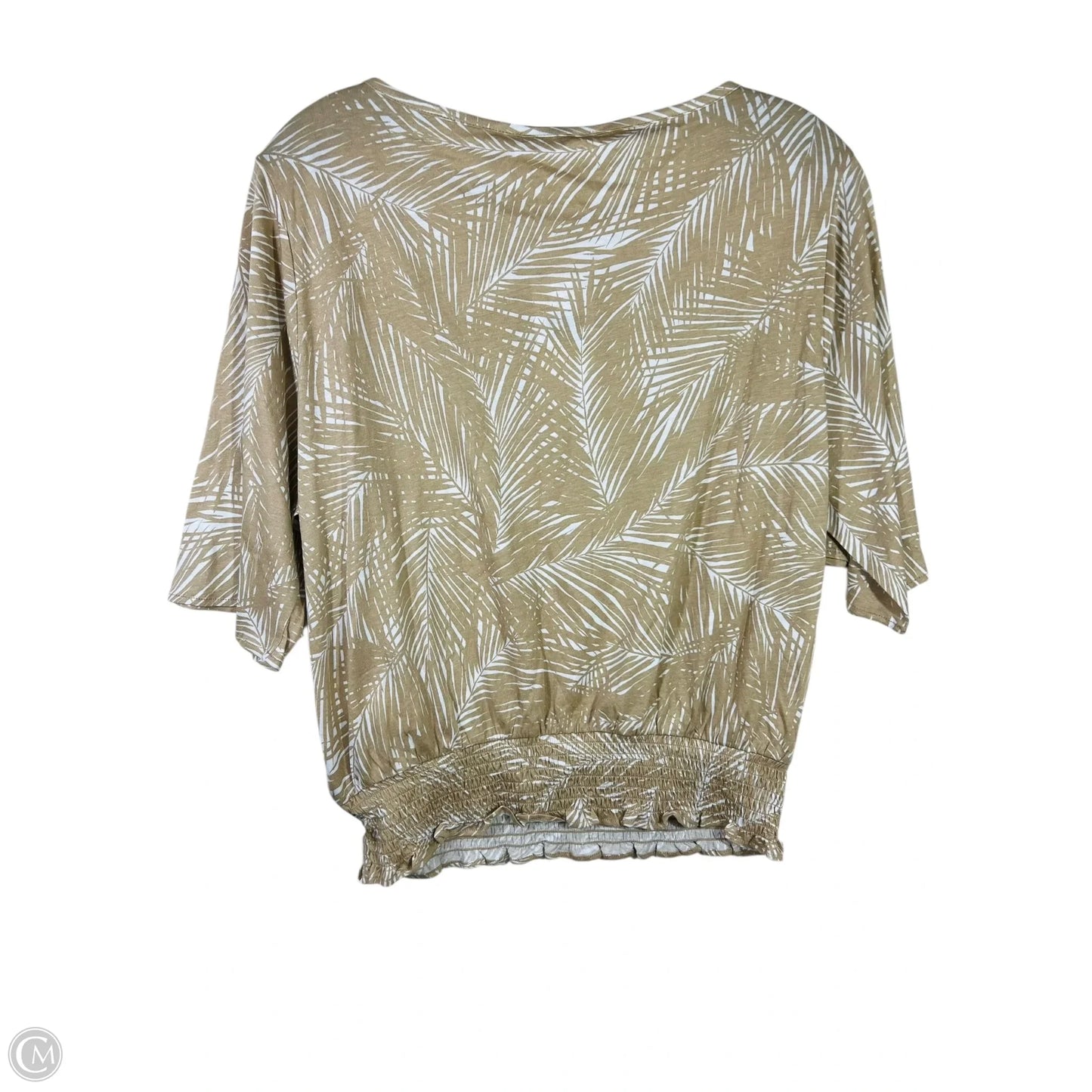 Top Short Sleeve By Michael By Michael Kors In Cream & Tan, Size: Mp