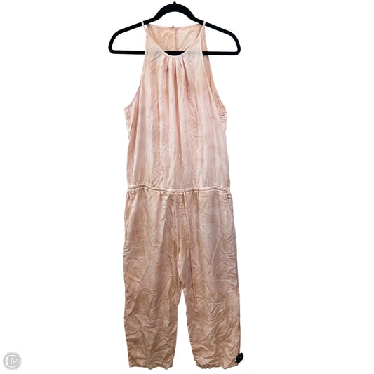 Jumpsuit Designer By Cloth & Stone In Pink & White, Size: L